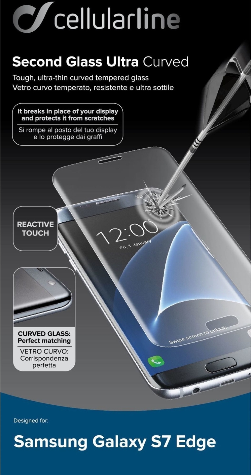 CELLULARLINE Pellicola protettiva in vetro temperato per Samsung Galaxy S7 Edge Cellular Line Curved